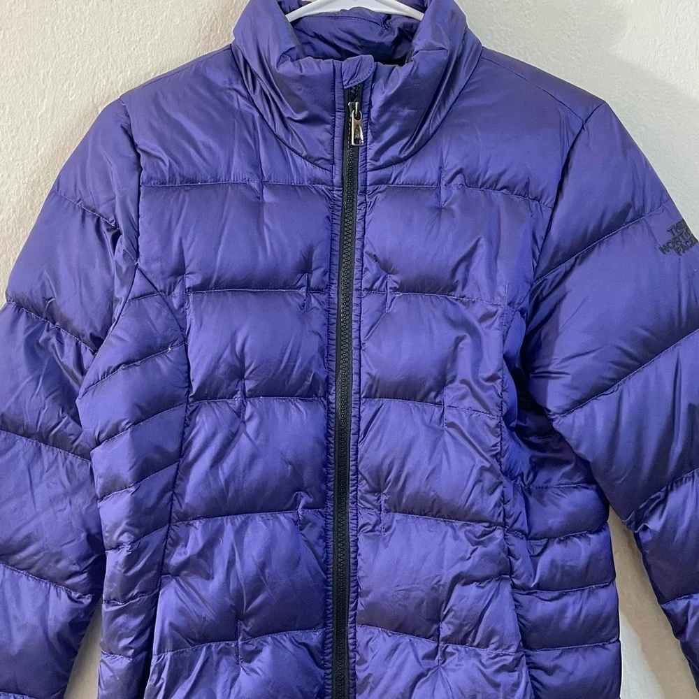 The North Face 550 Puffer Down Jacket Girl Large (14/16) Purple Pockets Outdoor